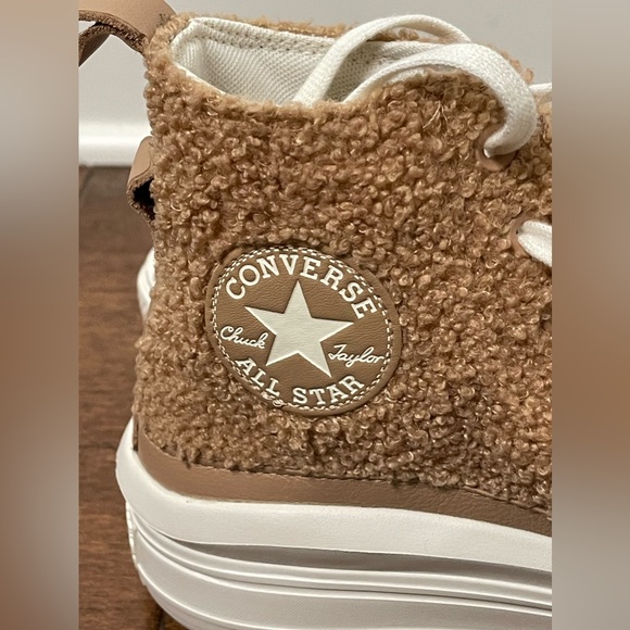 Converse Chuck Taylor All Star Move Platform Tan Sherpa Sneakers Size 9 - Picture 7 of 11
